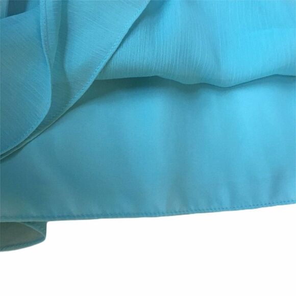 David’s Bridal Crinkle Chiffon Sweetheart Dress Blue Size 2 Bridesmaid Strapless - Picture 6 of 8